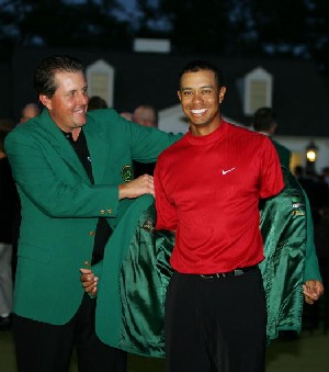 Phil Mickelson ja Tiger Woods ovat voittaneet kolme viimeistä Mastersia &copy Getty Images