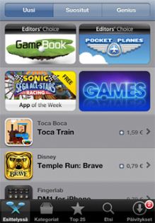 Gamebook saa paistatella viikon ajan iPhonen App Storen etusivulla.